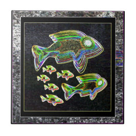 Azulejo De Cerâmica Reflexão Iluminada : Peixe em Luz Inundável