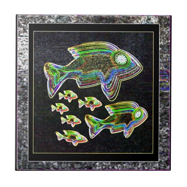 Azulejo De Cerâmica Reflexão Iluminada : Peixe em Luz Inundável (Frente)