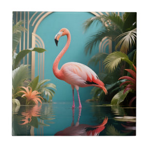 Azulejo De Cerâmica Reflexão Tropical do Flamingo