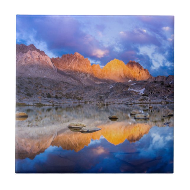 Azulejo De Cerâmica Reflexo da montanha, Califórnia (Frente)