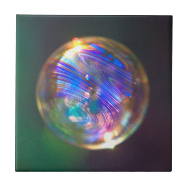 Azulejo De Cerâmica Reflexo de Bolhas Flutuantes (Frente)