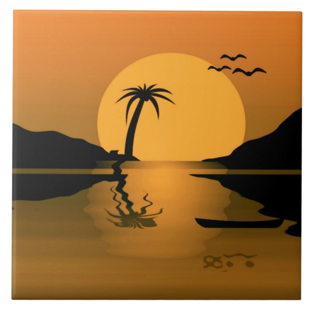 Azulejo De Cerâmica Reflexo de Verão (Frente)