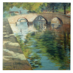 Azulejo De Cerâmica Reflexões em um Canal (por William Merritt Chase)