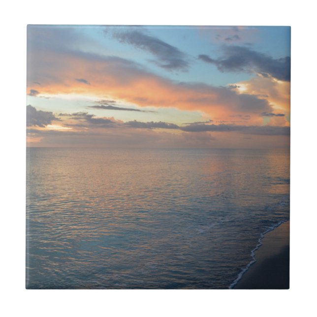 Azulejo De Cerâmica Reflexões Sunset Na Água (Frente)