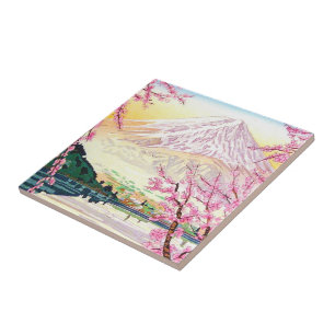 Azulejo De Cerâmica Refrigere a arte oriental da árvore de cereja do