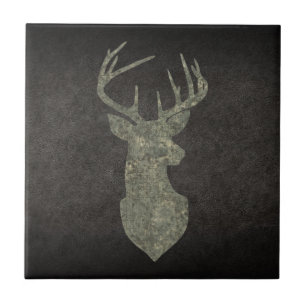 Azulejo De Cerâmica Regal Buck Trophy Deer Silhouette em Camouflage