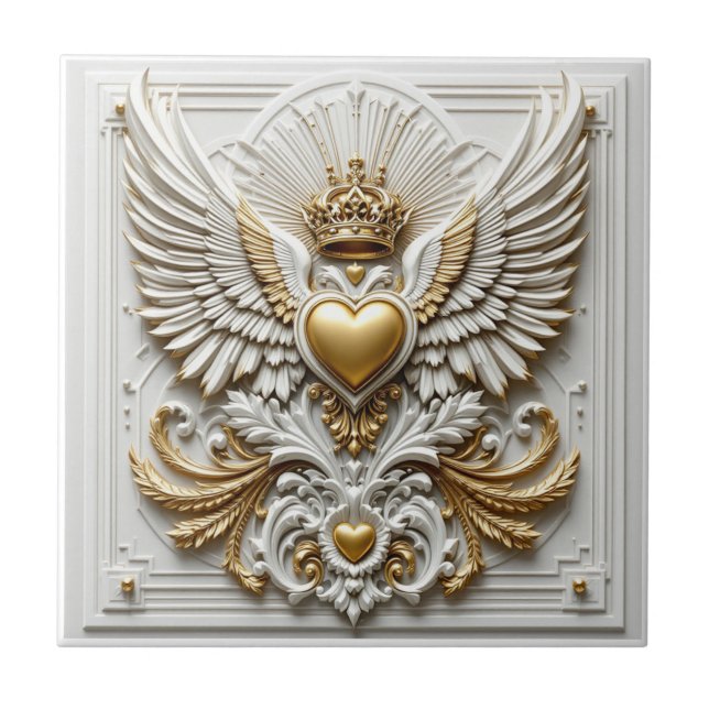 Azulejo De Cerâmica Regal Heart e Eagle (Frente)