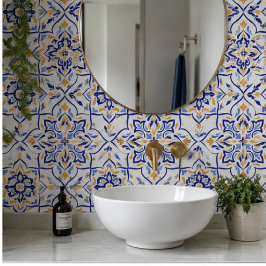 Azulejo De Cerâmica Regal Symphony Blue and Gold Luxury Mediterranean