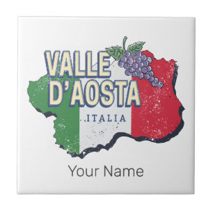 Azulejo De Cerâmica Região de Aosta Valley Itália Map Vintage Souvenir