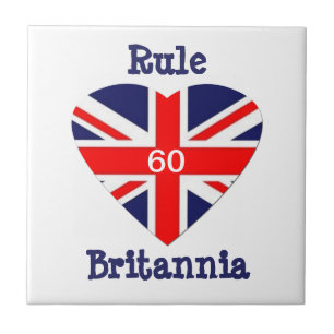 Azulejo De Cerâmica Regra Britannia! coração de 60-Union Jack