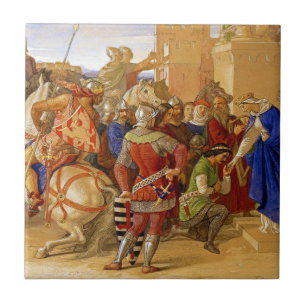 Azulejo De Cerâmica Rei Arthur e Cavaleiros da Mesa redonda
