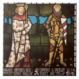 Azulejo De Cerâmica Rei Arthur e Sir Lancelot por William Morris