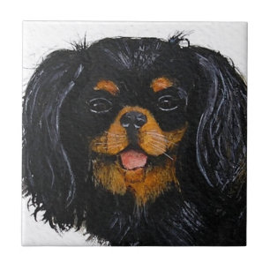 Azulejo De Cerâmica Rei Charles Cavalier Spaniel preto e bronzeado