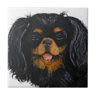 Azulejo De Cerâmica Rei Charles Cavalier Spaniel preto e bronzeado