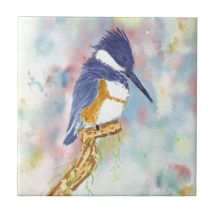 Azulejo De Cerâmica Rei de Fisher, aguarela do martinho pescatore