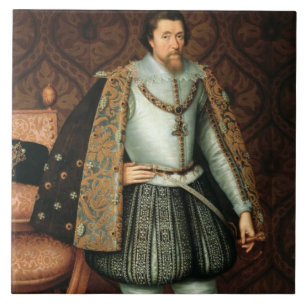 Azulejo De Cerâmica Rei James mim de Inglaterra (1566-1625) (óleo em