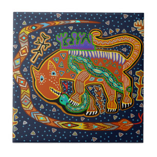 Azulejo De Cerâmica Rei Xamã Espírito do Tigre Tribal