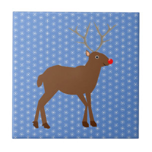 Azulejo De Cerâmica Reinado de Natal bonito com Nariz Vermelho