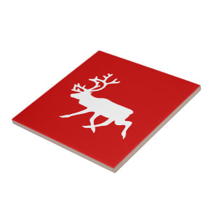 Azulejo De Cerâmica Reindeer Branco / Silhueta das Caraíbas