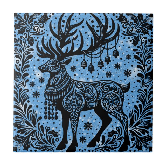 Azulejo De Cerâmica Reindeer Tradicional (Frente)