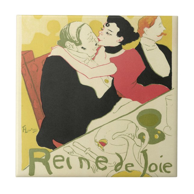 Azulejo De Cerâmica Reine de Joie (Rainha do Prazer) Toulouse Lautrec (Frente)
