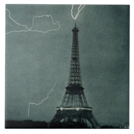Azulejo De Cerâmica Relâmpago em choque com a Torre Eiffel