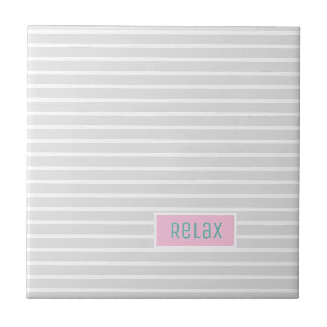 Azulejo De Cerâmica Relaxe Stripes Pale Pastel Tema (Frente)