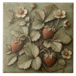 Azulejo De Cerâmica Relevo Falso Jardim de Morango Rústico