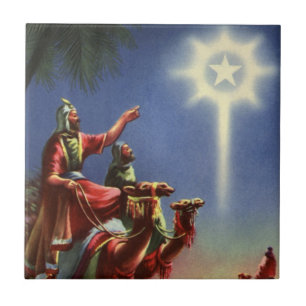 Azulejo De Cerâmica Religião Antiga, Magos com Estrela de Belém