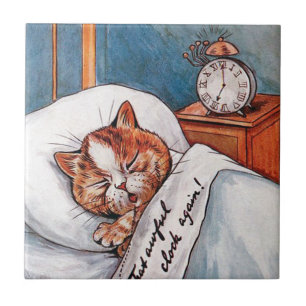 Azulejo De Cerâmica Relógio de alarme ruidoso, Louis Wain