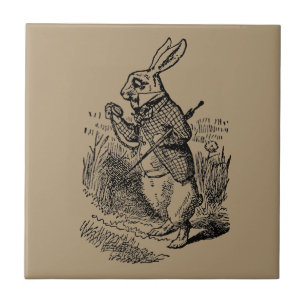 Azulejo De Cerâmica Relógio do Coelho Branco de Alice no País das Mara