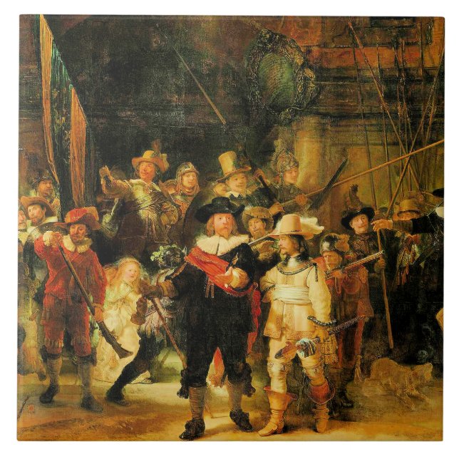 Azulejo De Cerâmica Rembrandt - O relógio noturno (Frente)
