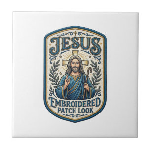Azulejo De Cerâmica Remendo Bordado Jesus Olhe Remendo Bordado Jesus