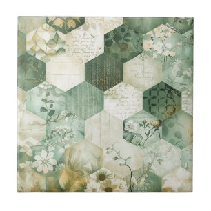 Azulejo De Cerâmica Remendo Botânico Hexagonal Vintage