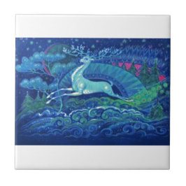 Azulejo De Cerâmica Rena azul do Natal do russo impressionante do