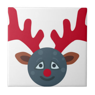 Azulejo De Cerâmica rena lua emoji de natal