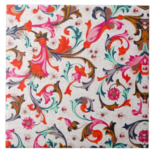 AZULEJO DE CERÂMICA  RENAISSANÇA FLORENTINA REDEMOINHOS FLORAIS, FLORES
