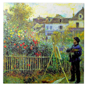 Azulejo De Cerâmica Renoir - Monet Painting em seu Jardim