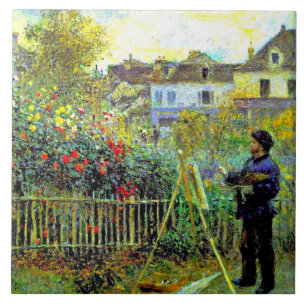 Azulejo De Cerâmica Renoir, Monet Painting em seu Jardim na Argentina