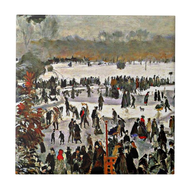 Azulejo De Cerâmica Renoir - Patinadores no Bois de Boulogne-1868 (Frente)