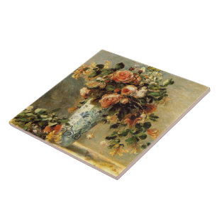 Azulejo De Cerâmica Renoir Rosas e Jasmine em um Delft Vase