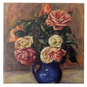 Azulejo De Cerâmica Renoir - Rosas em um Vaso Azul