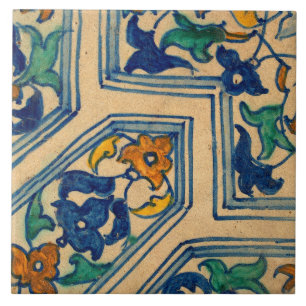 Azulejo De Cerâmica Réplica Floral de Design de Arte Antiquada Nouveau