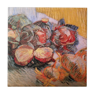 Azulejo De Cerâmica Repolhos Vermelhos e Cebolas por Vincent van Gogh