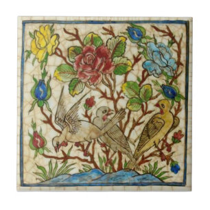 Azulejo De Cerâmica Repro Antique Birds - Rosas Pintados À Mão Persa
