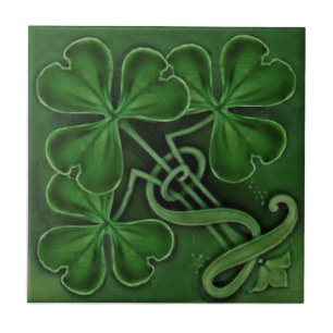 Azulejo De Cerâmica Repro Antique Minton Lucky Green Shamrocks