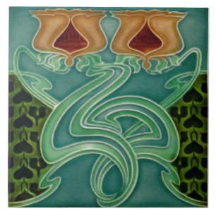 Azulejo De Cerâmica Repro Antique Richards Art Nouveau Floral Majolica