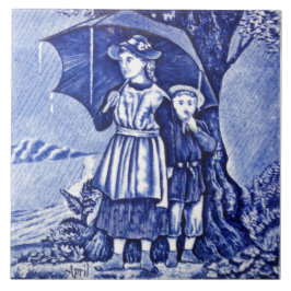 Azulejo De Cerâmica Repro Antique Wedgwood Blue Calendar Series abril