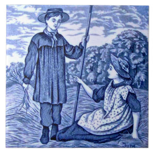 Azulejo De Cerâmica Repro Antique Wedgwood Blue Calendar Series junho