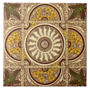 Azulejo De Cerâmica Repro c.1885 Malkin Sunflower Eastlake Estético